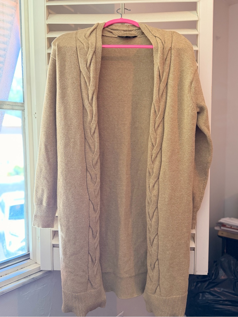 Simply Vera Vera Wang Women XS Cozy Open-Front Cable-Trim Cardigan